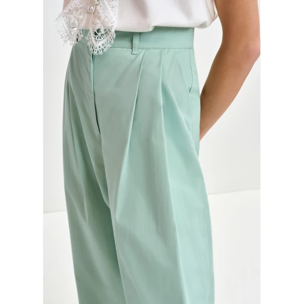 Essentiel Antwerp Light blue cotton wide-leg pants - Essentiel Antwerp Pants - Colorful Belgian Design - Shop at Luxury Shoes 
