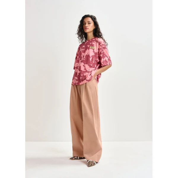 Essentiel Antwerp Light brown cotton wide-leg pants - Essentiel Antwerp Pants - Colorful Belgian Design - Shop at Luxury Shoes 