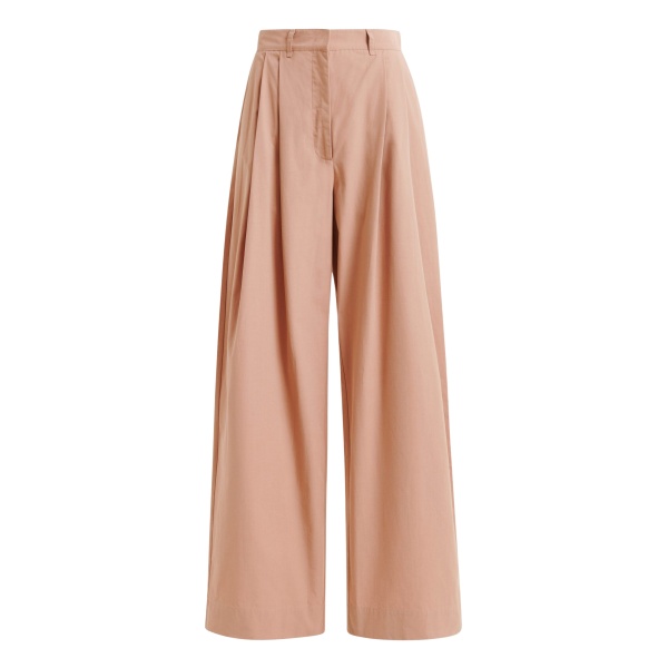 Essentiel Antwerp Light brown cotton wide-leg pants - Essentiel Antwerp Pants - Colorful Belgian Design - Shop at Luxury Shoes 