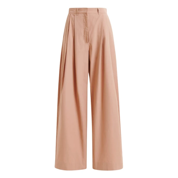 Essentiel Antwerp Light brown cotton wide-leg pants - Essentiel Antwerp Pants - Colorful Belgian Design - Shop at Luxury Shoes 
