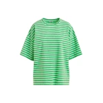 Essentiel Antwerp Light green and green striped rhinestone-embellished oversized cotton T-shirt - Essentiel Antwerp Shirts - Colorful Belgian Design - Shop at Luxury Shoes 