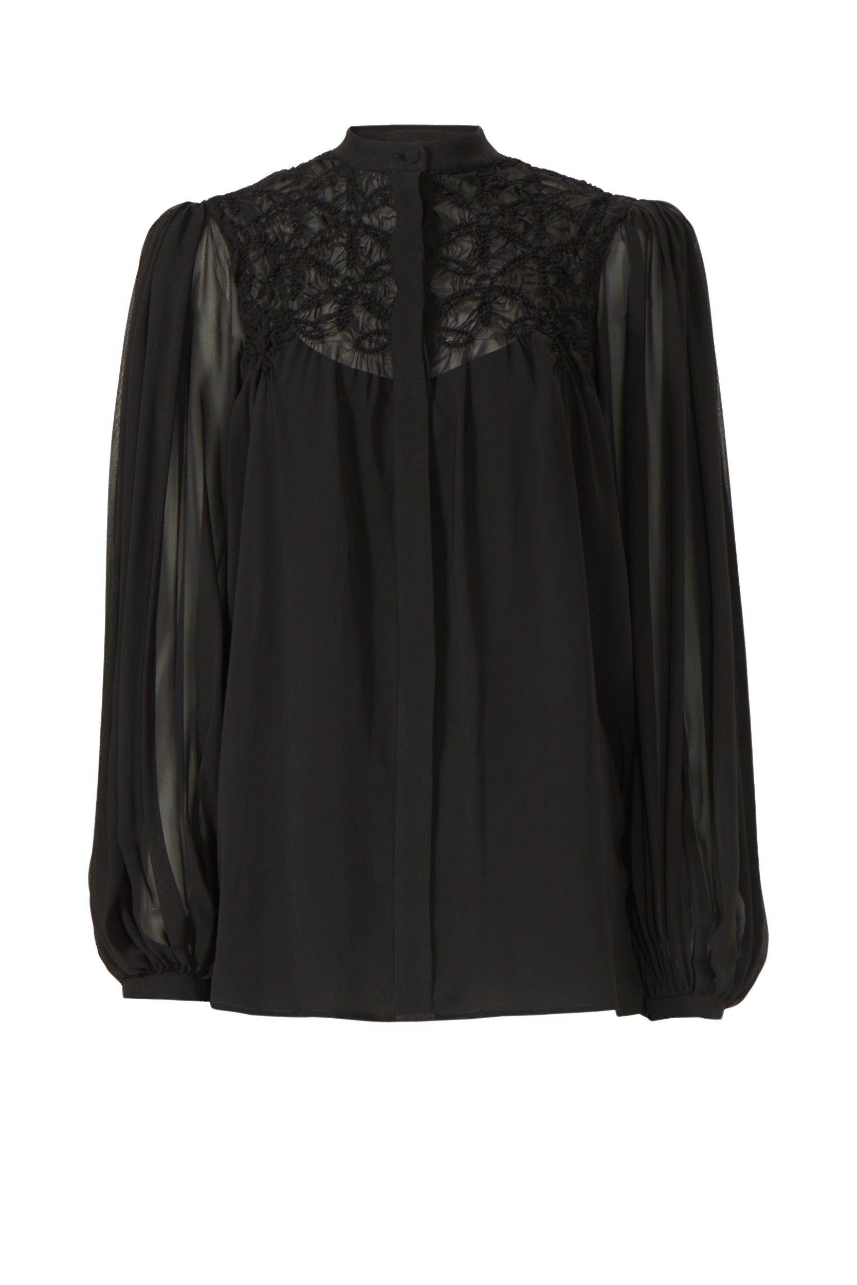 Costarellos Lorcan Silk Georgette Smocked Blouse