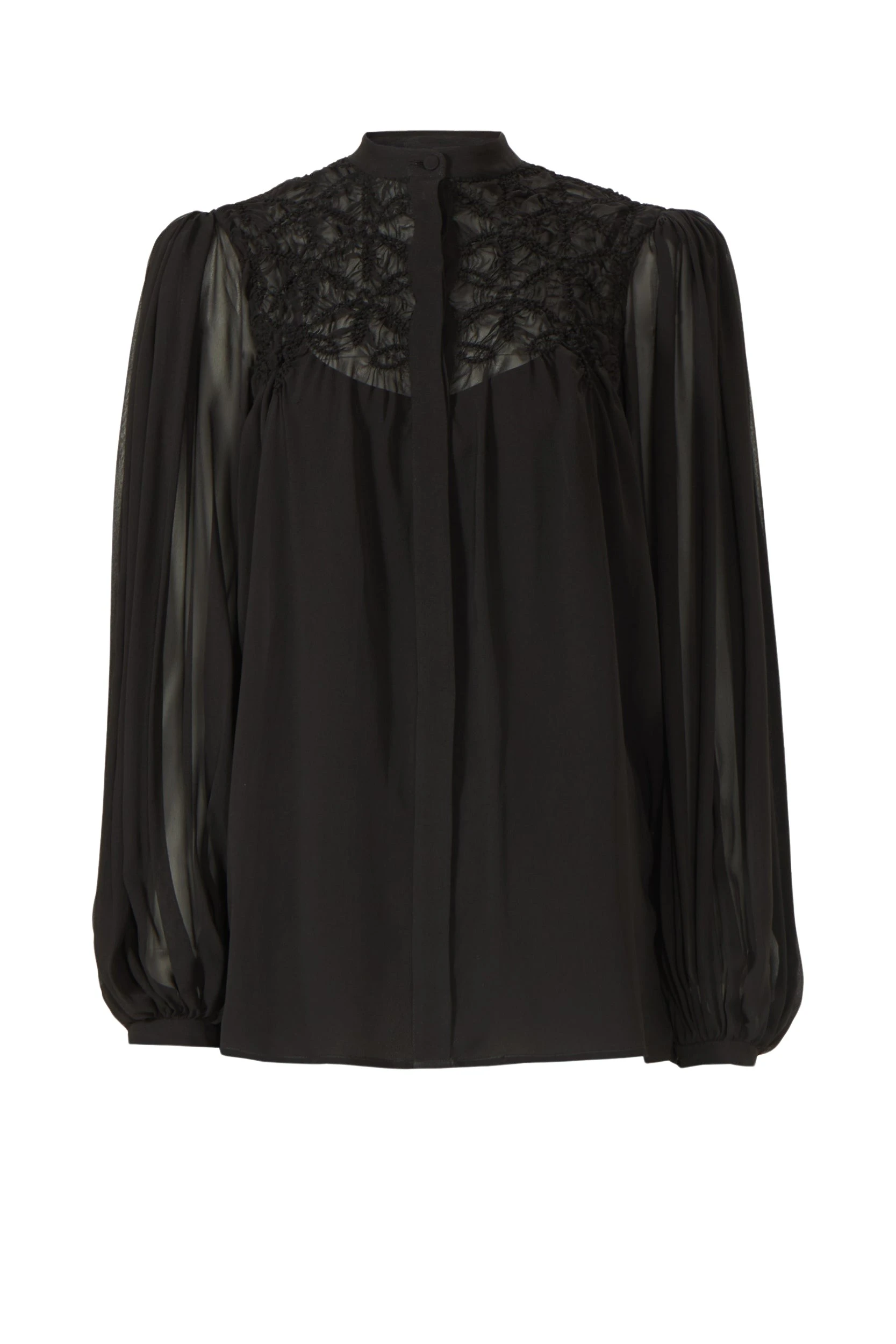 Lorcan-Silk-Georgette-Smocked-Blouse-Costarellos-Tops82808_nobg Costarellos Tops - Romantic Greek Lace - Shop at Luxury Shoes