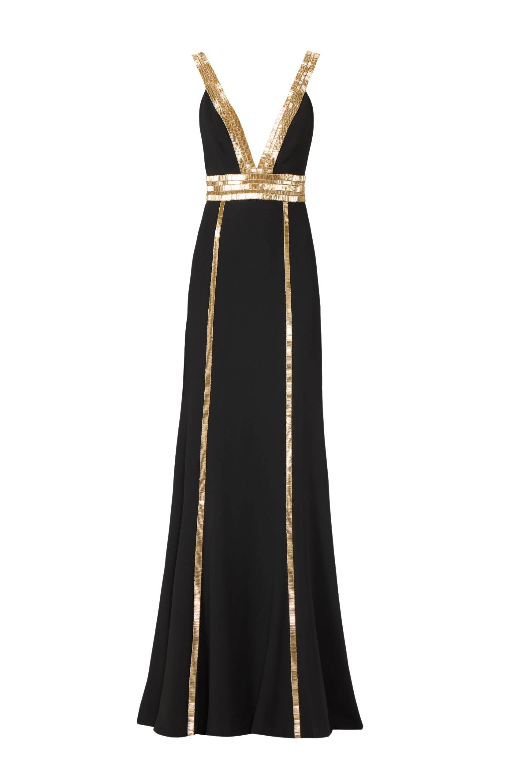 Costarellos Lucine Crepe Beaded Gown