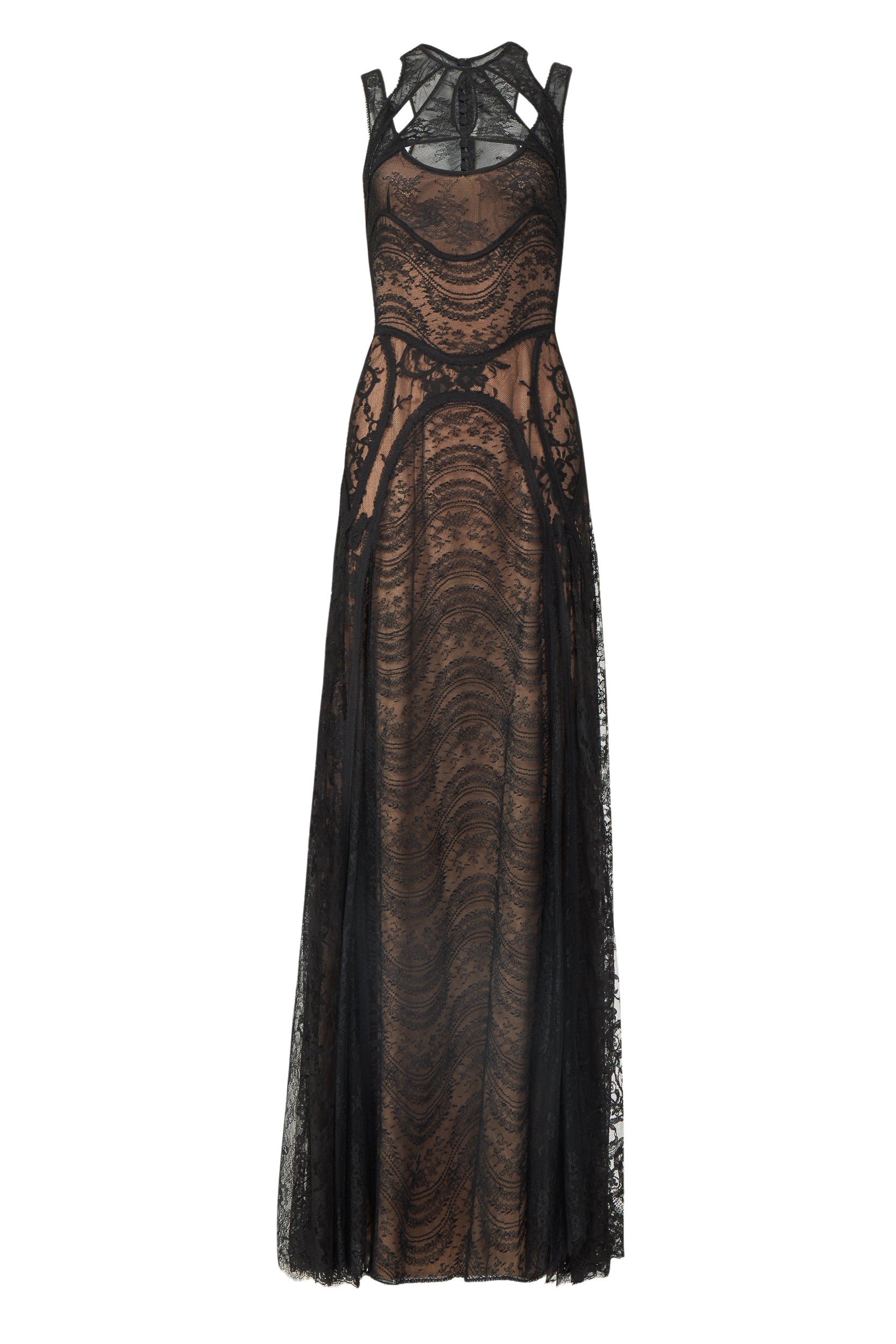 Costarellos Massima Patchwork Lace Gown
