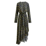 Essentiel Antwerp Navy and yellow asymmetrical floral midi dress - Essentiel Antwerp Dresses - Colorful Belgian Design - Shop at Luxury Shoes 