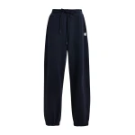 Essentiel Antwerp Navy cotton sweatpants with E-shaped embroidery - Essentiel Antwerp Pants - Colorful Belgian Design - Shop at Luxury Shoes 