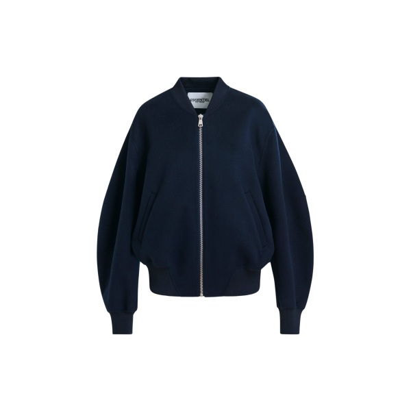 Essentiel Antwerp Navy oversized wool bomber jacket - Essentiel Antwerp Jackets - Colorful Belgian Design - Shop at Luxury Shoes 