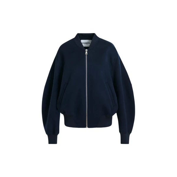 Essentiel Antwerp Navy oversized wool bomber jacket - Essentiel Antwerp Jackets - Colorful Belgian Design - Shop at Luxury Shoes 