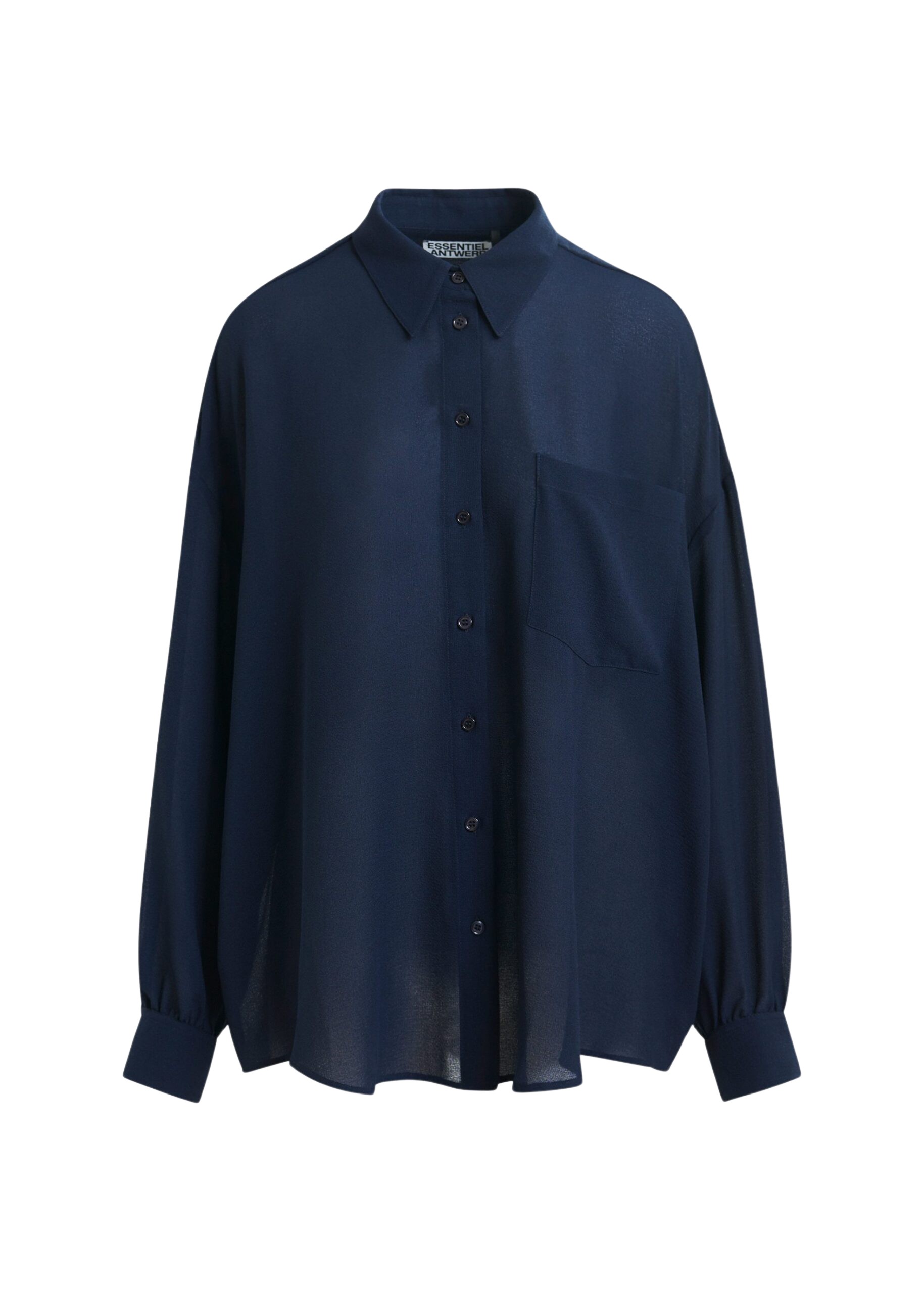 Essentiel Antwerp Navy ruffle-sleeve shirt