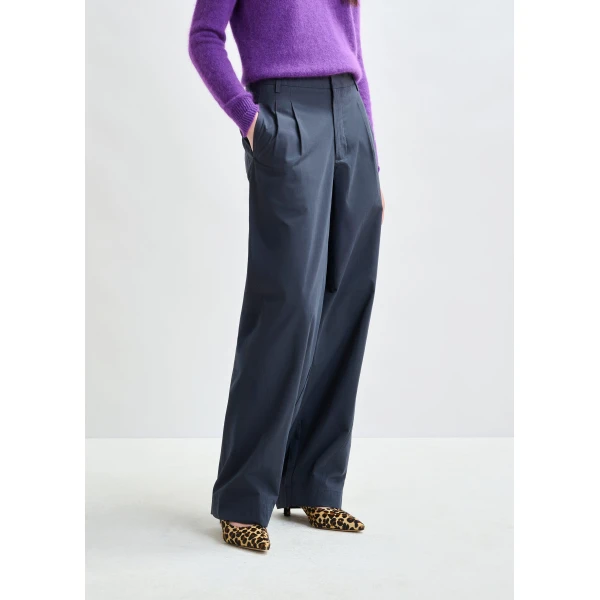 Essentiel Antwerp Navy tapered-leg pants - Essentiel Antwerp Pants - Colorful Belgian Design - Shop at Luxury Shoes 