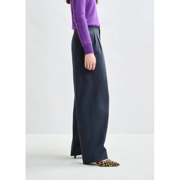 Essentiel Antwerp Navy tapered-leg pants - Essentiel Antwerp Pants - Colorful Belgian Design - Shop at Luxury Shoes 