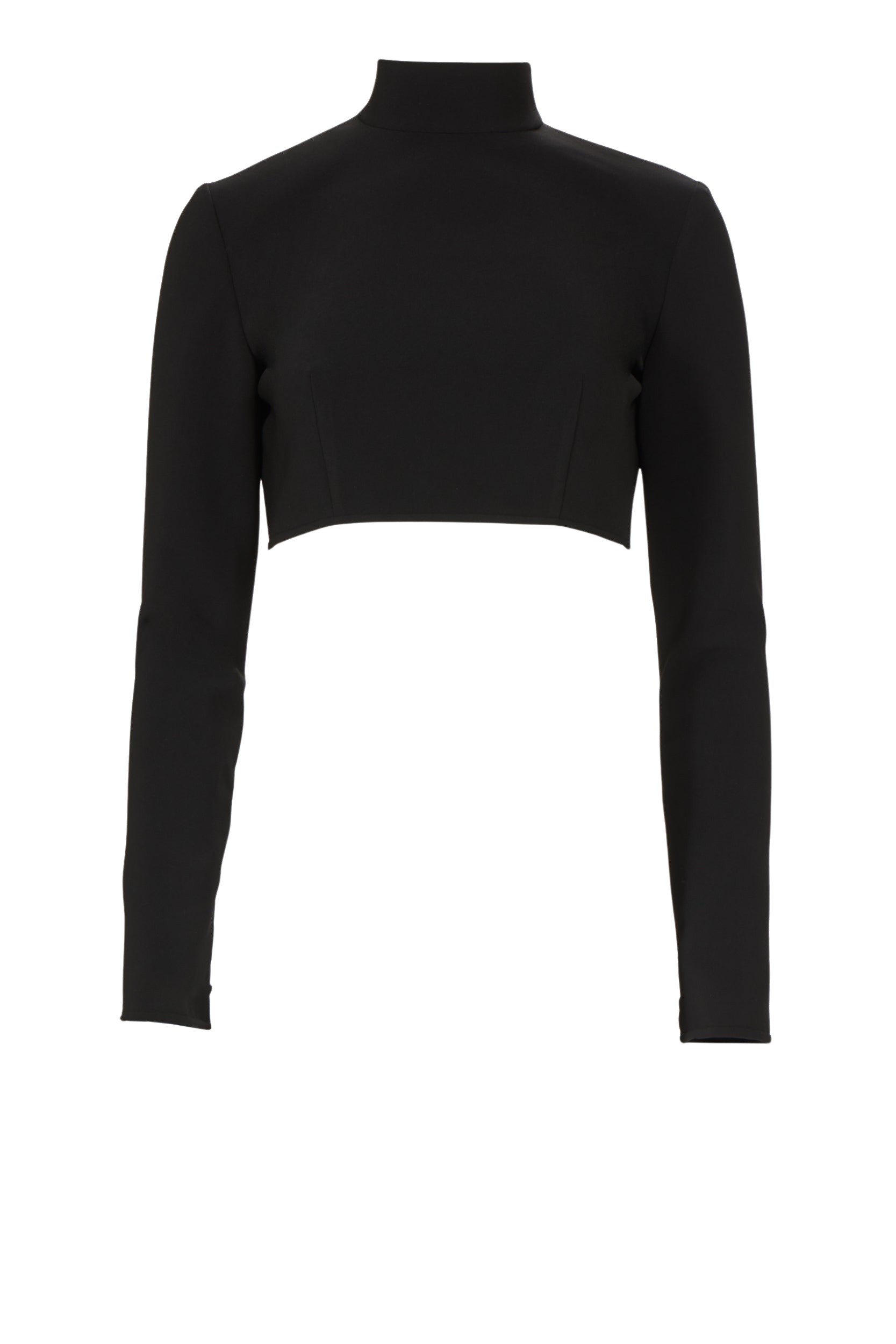 Costarellos Nelle Crepe Cropped Turtleneck Top