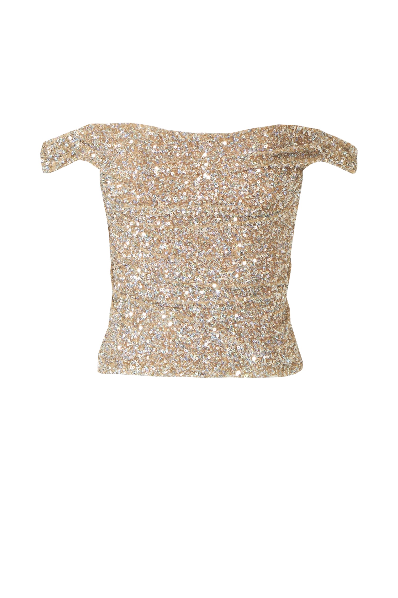 Costarellos Nia Sequin Off Shoulder Corset Top