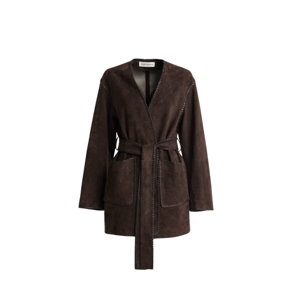 Nour Hammour Jackets Color | Anika Velvety Suede Wrap luxury leather Jackets from Luxury Shoes 
