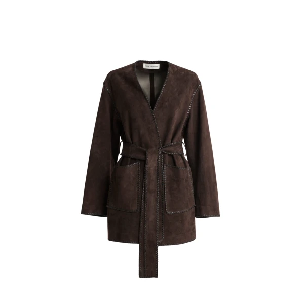 Nour Hammour Jackets Color | Anika Velvety Suede Wrap luxury leather Jackets from Luxury Shoes 
