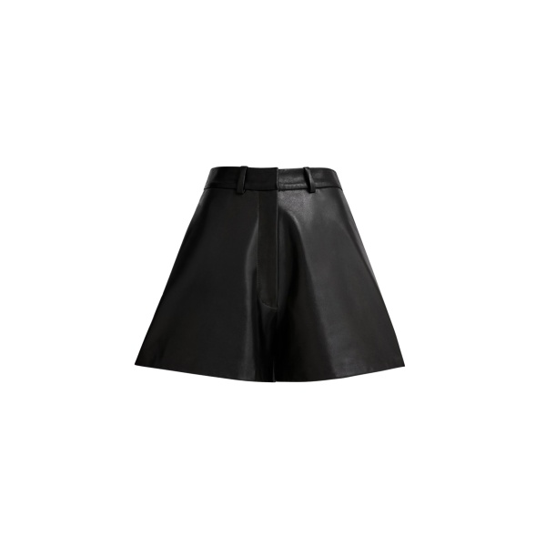 Nour Hammour Short Color | Barrel Short Curved Leather Bermudas luxury leather Short from Luxury Shoes 