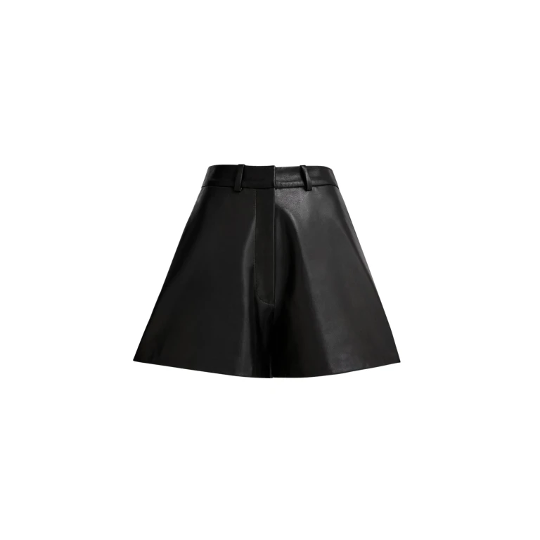 Nour Hammour Short Color | Barrel Short Curved Leather Bermudas luxury leather Short from Luxury Shoes 