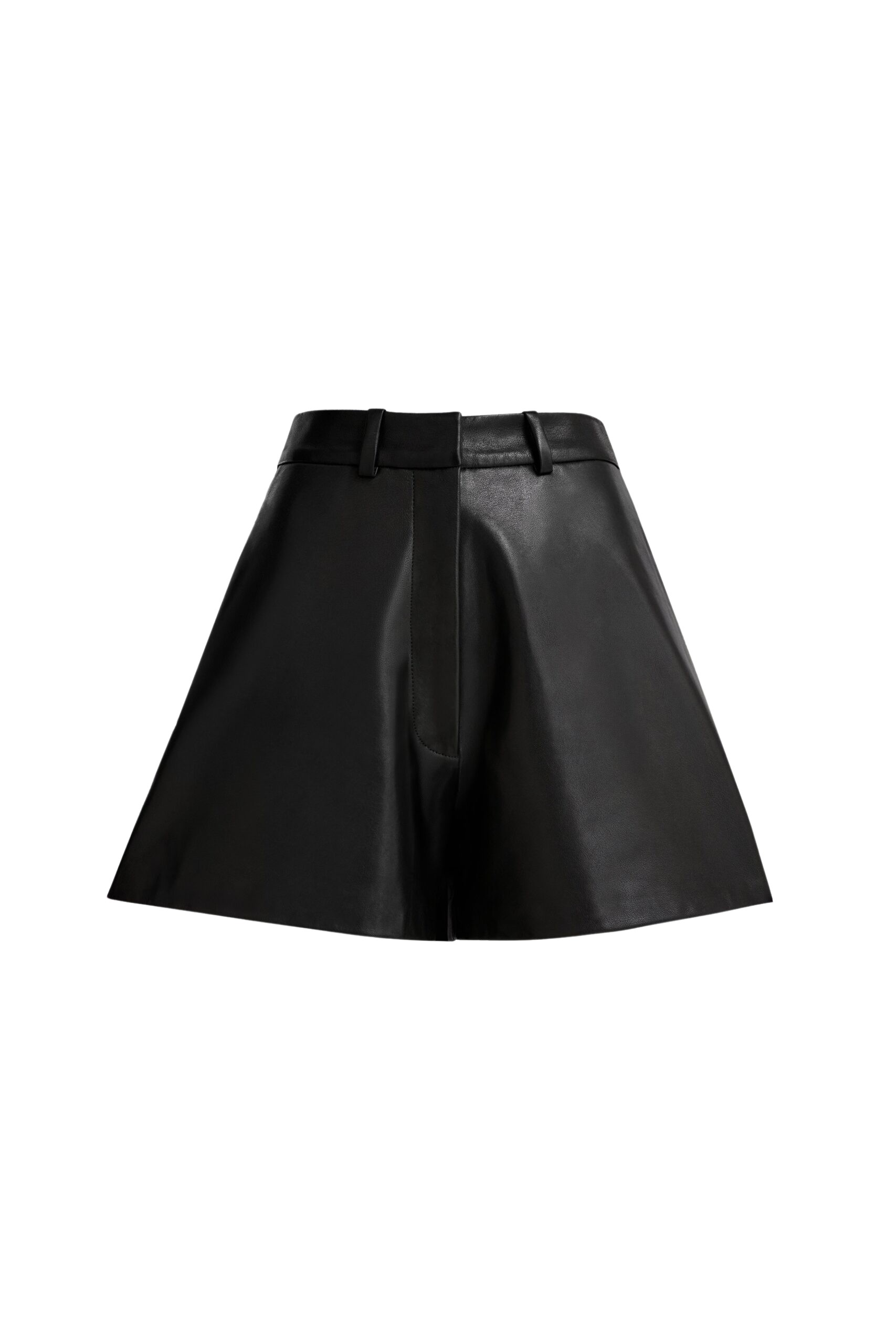 Nour Hammour Barrel Short Curved Leather Bermudas