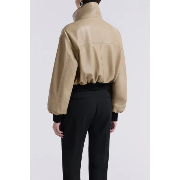 Nour Hammour Jackets Color | Briar Cropped Bomber Jacket luxury leather Jackets from Luxury Shoes 
