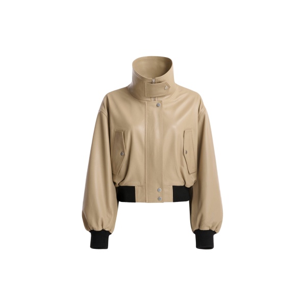Nour Hammour Jackets Color | Briar Cropped Bomber Jacket luxury leather Jackets from Luxury Shoes 