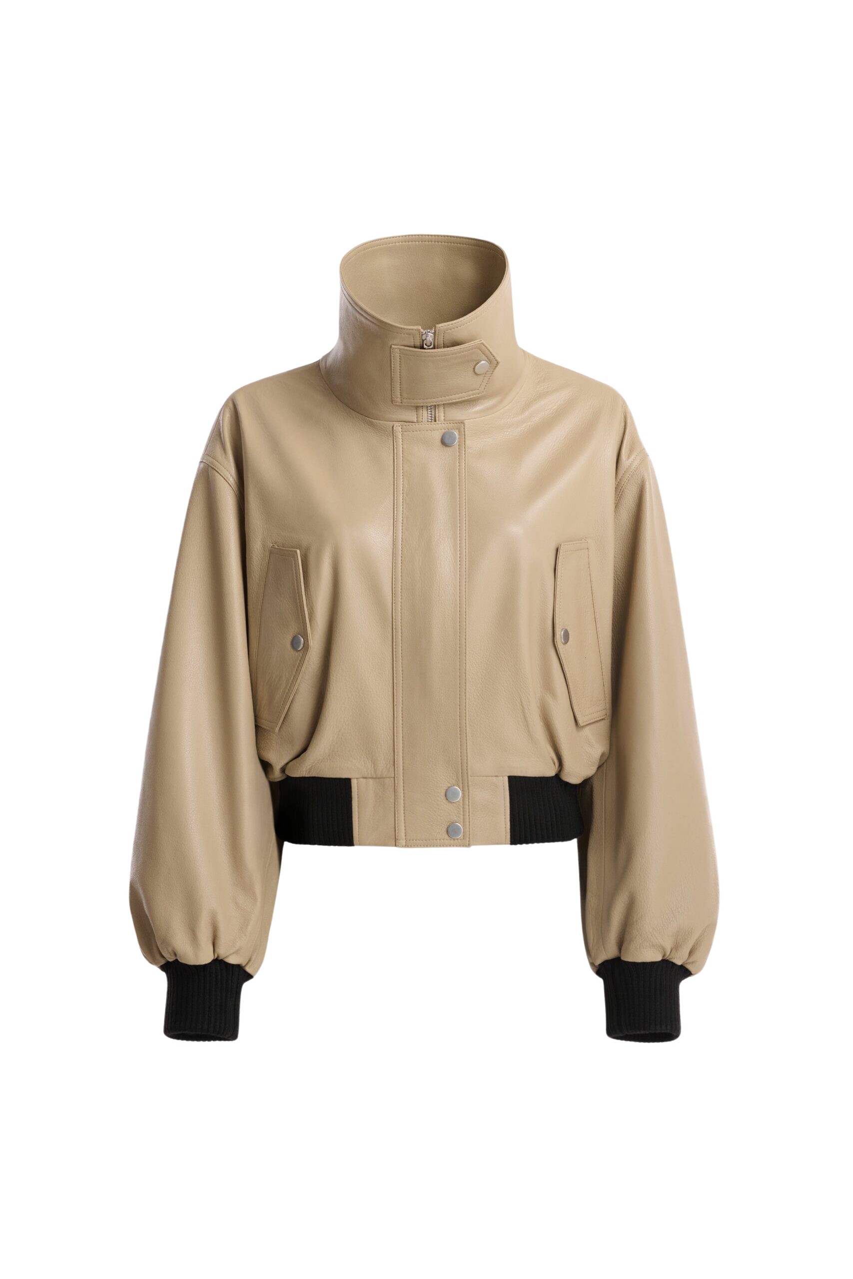 Nour Hammour Jackets Color | Briar Cropped Bomber Jacket luxury leather Jackets from Luxury Shoes 
