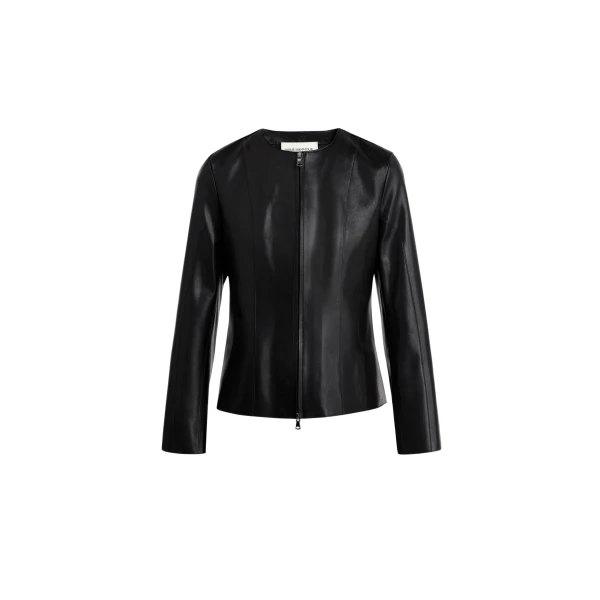 Nour Hammour Jackets Color | Classic Polished Leather Jacket luxury leather Jackets from Luxury Shoes 
