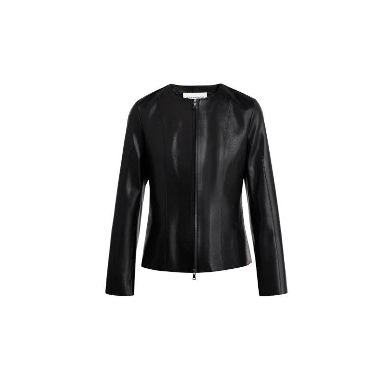 Nour Hammour Jackets Color | Classic Polished Leather Jacket luxury leather Jackets from Luxury Shoes 