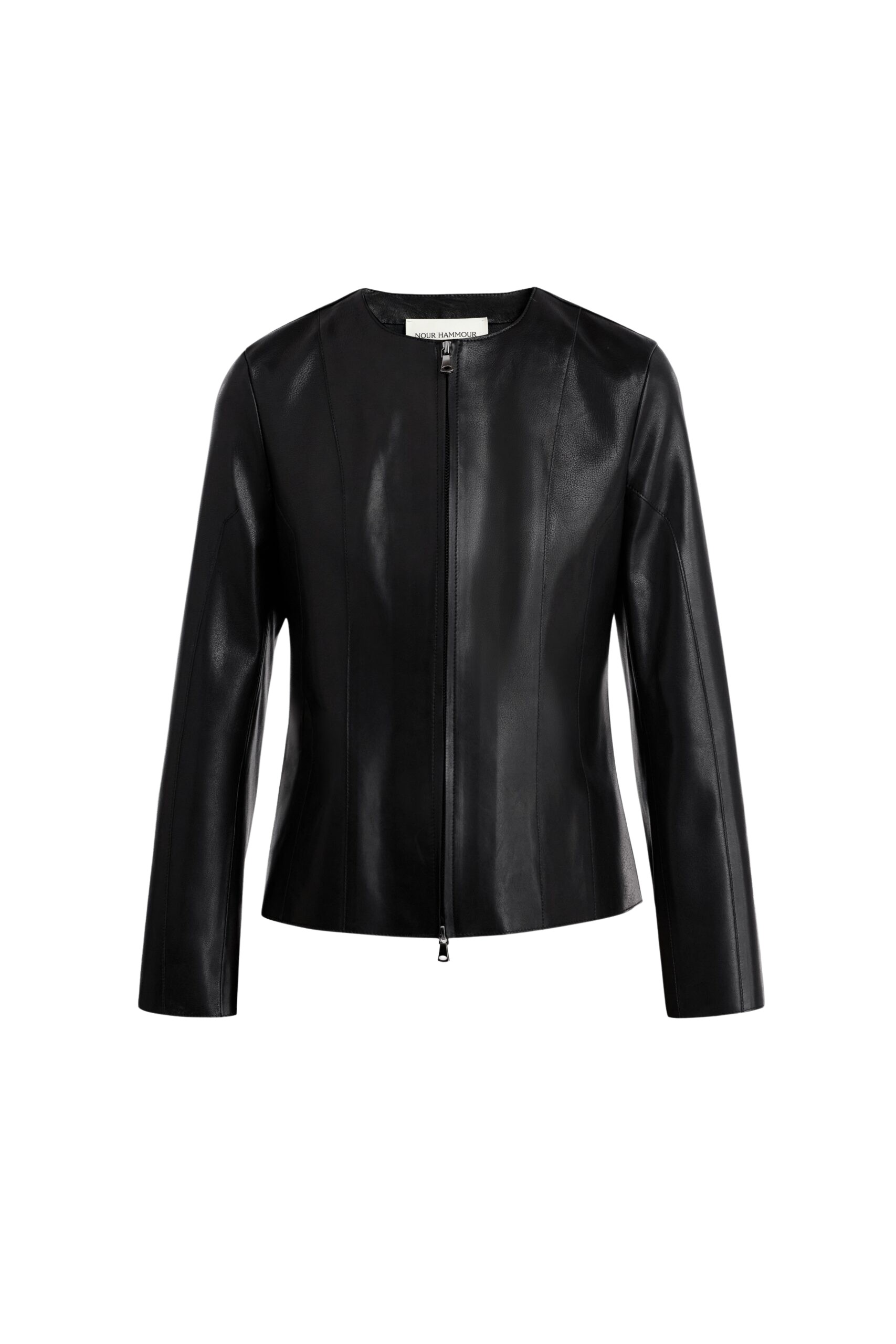 Nour Hammour Jackets Color | Classic Polished Leather Jacket luxury leather Jackets from Luxury Shoes 