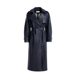 Nour Hammour Coats Color | Claudia Textured Leather Trench luxury leather Coats from Luxury Shoes 