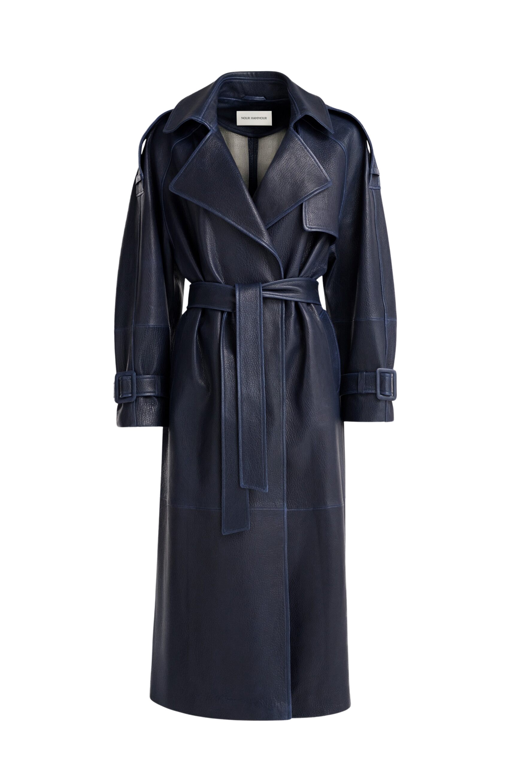 Nour Hammour Claudia Textured Leather Trench Coat