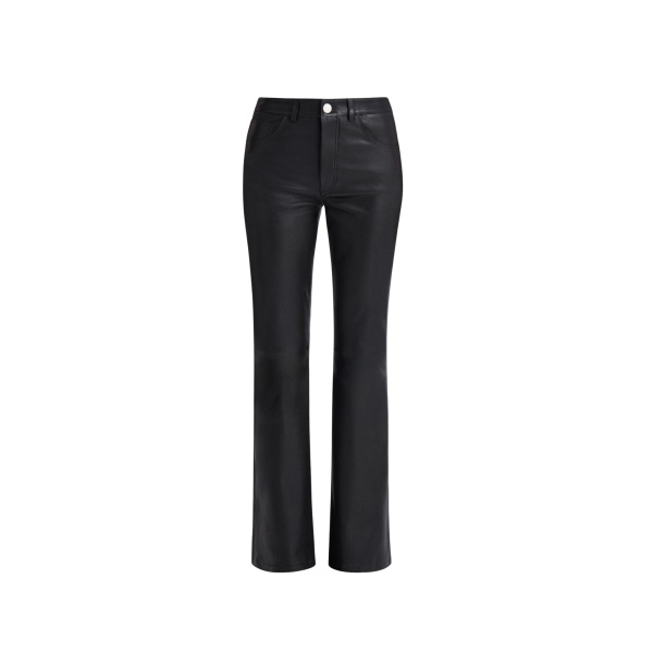 Nour Hammour Pants Color | Flare Stretch Leather Pants luxury leather Pants from Luxury Shoes 
