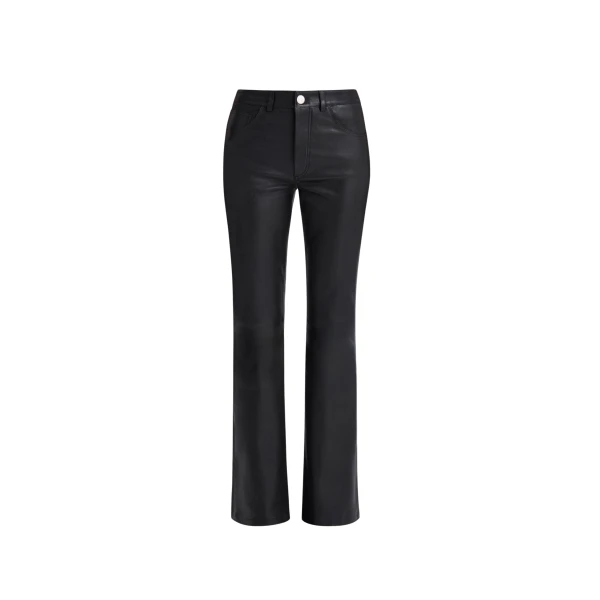 Nour Hammour Pants Color | Flare Stretch Leather Pants luxury leather Pants from Luxury Shoes 