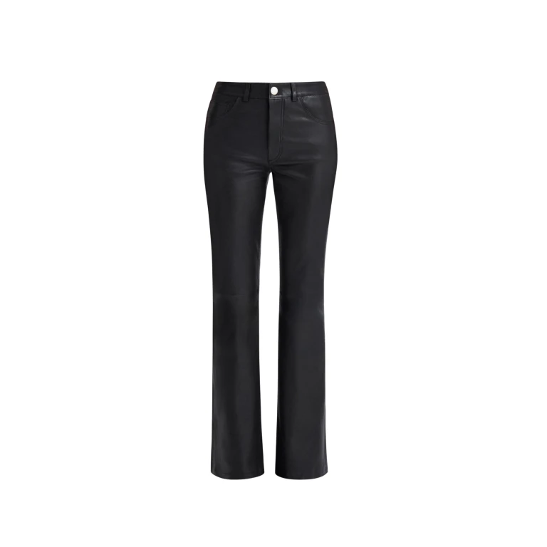 Nour Hammour Pants Color | Flare Stretch Leather Pants luxury leather Pants from Luxury Shoes 