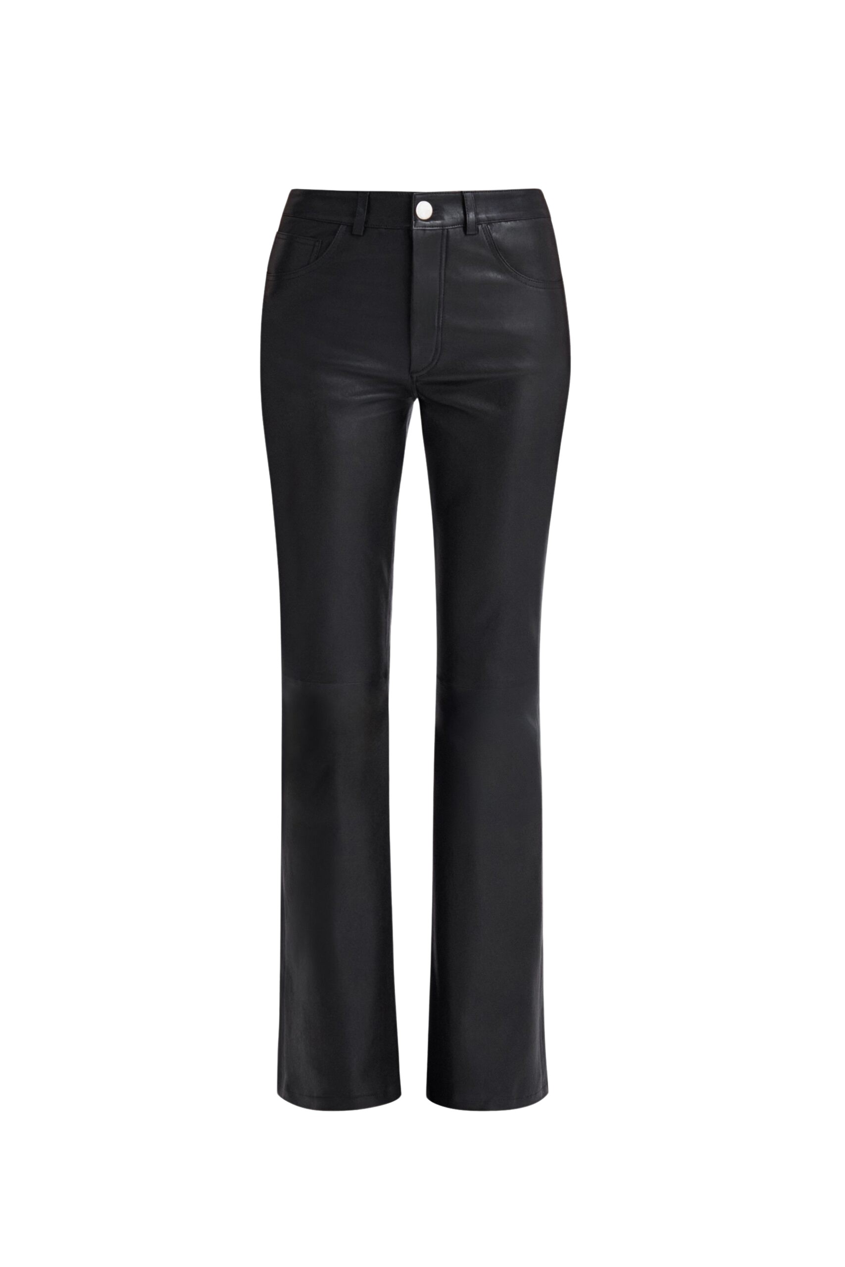 Nour Hammour Pants Color | Flare Stretch Leather Pants luxury leather Pants from Luxury Shoes 