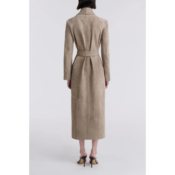 Nour Hammour Coats Color | Gallery Refined Suede Coat luxury leather Coats from Luxury Shoes 