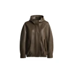 Nour Hammour Jackets Color | Hood Slouchy Leather Bomber luxury leather Jackets from Luxury Shoes 