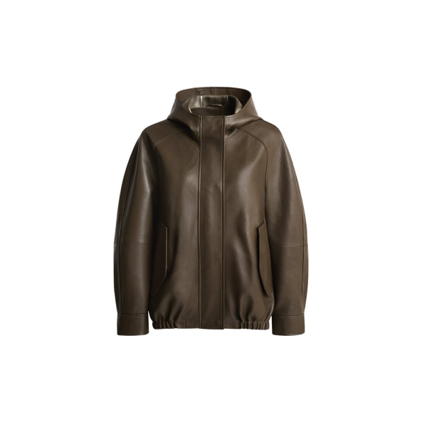 Nour Hammour Jackets Color | Hood Slouchy Leather Bomber luxury leather Jackets from Luxury Shoes 