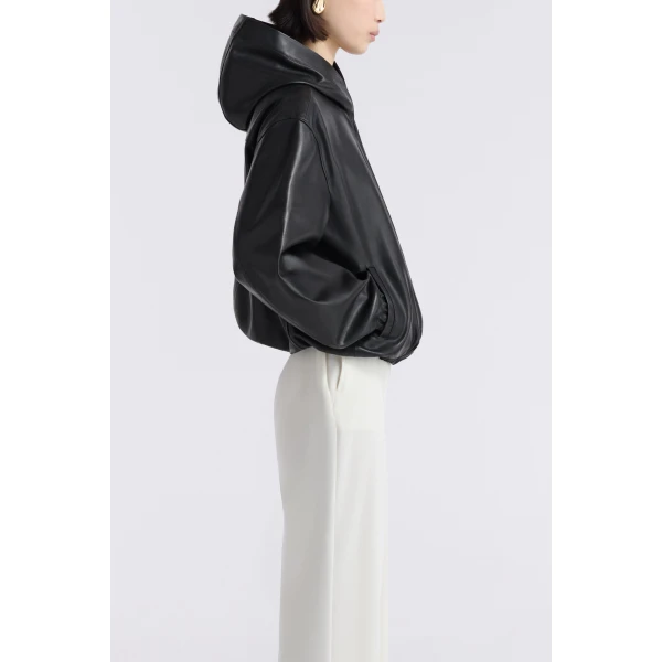 Nour Hammour Hoodies Color | Leo Supple Leather Hoodie luxury leather Hoodies from Luxury Shoes 