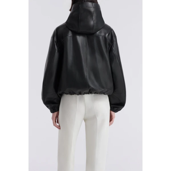 Nour Hammour Hoodies Color | Leo Supple Leather Hoodie luxury leather Hoodies from Luxury Shoes 