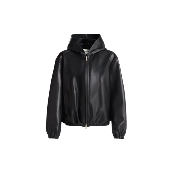 Nour Hammour Hoodies Color | Leo Supple Leather Hoodie luxury leather Hoodies from Luxury Shoes 