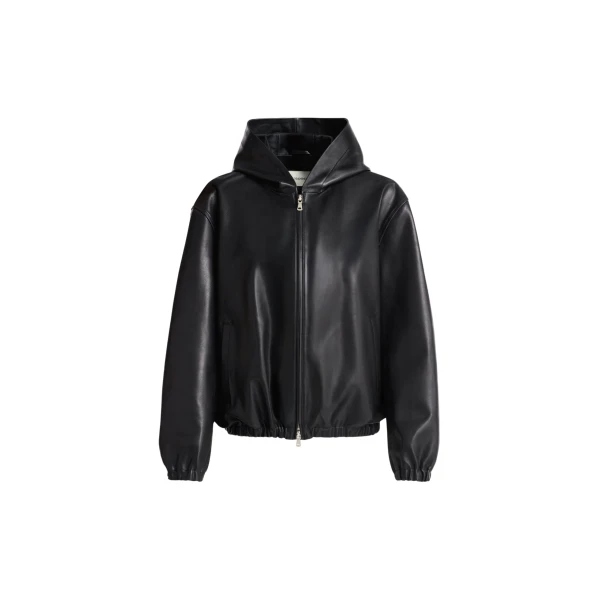 Nour Hammour Hoodies Color | Leo Supple Leather Hoodie luxury leather Hoodies from Luxury Shoes 