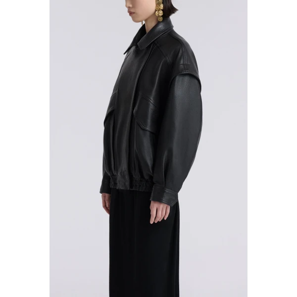 Nour Hammour Jackets Color | Micah Sumptuous Leather Bomber luxury leather Jackets from Luxury Shoes 