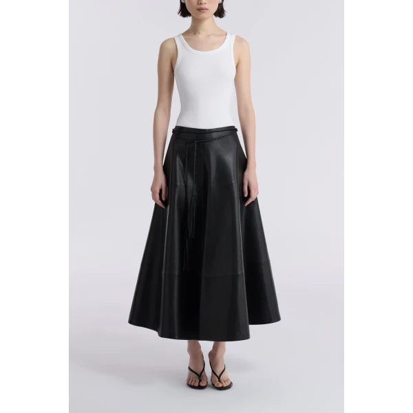 Nour Hammour Skirts Color | Opera Sweeping Leather Skirt luxury leather Skirts from Luxury Shoes 