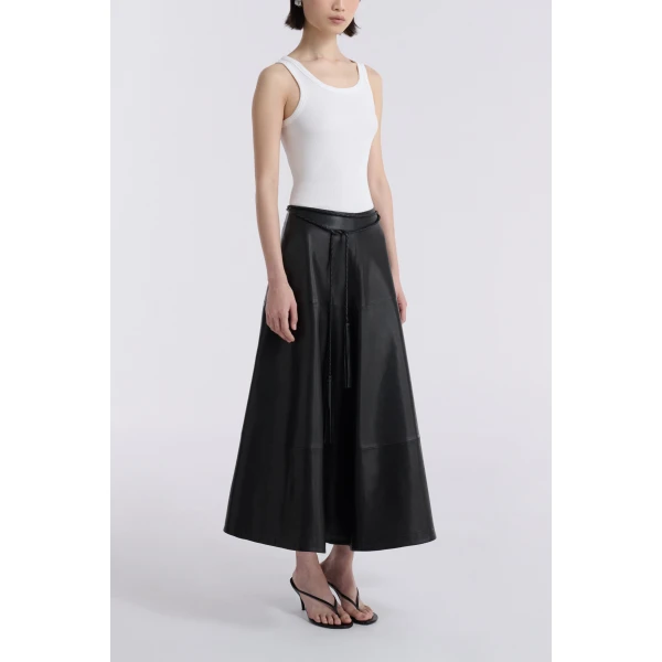 Nour Hammour Skirts Color | Opera Sweeping Leather Skirt luxury leather Skirts from Luxury Shoes 