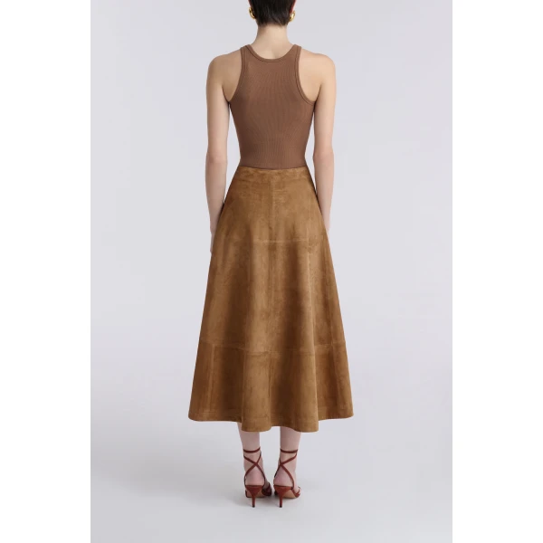 Nour Hammour Skirts Color | Opera Sweeping Suede Skirt luxury leather Skirts from Luxury Shoes 