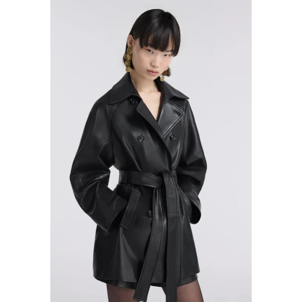 Nour Hammour Coats Color | Quinn Sublime Leather Trench luxury leather Coats from Luxury Shoes 