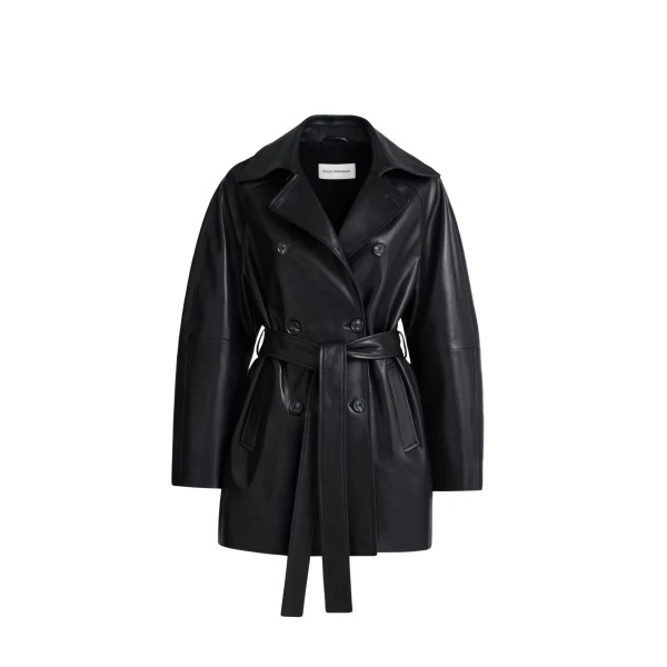 Nour Hammour Coats Color | Quinn Sublime Leather Trench luxury leather Coats from Luxury Shoes 