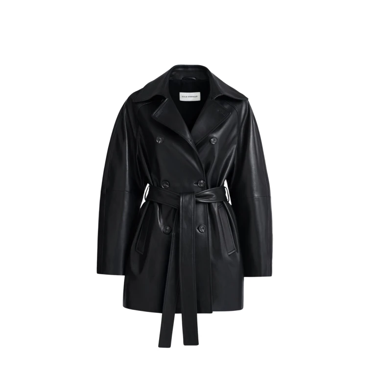 Nour Hammour Coats Color | Quinn Sublime Leather Trench luxury leather Coats from Luxury Shoes 