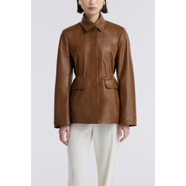 Nour Hammour Jackets Color | Wells Cinched Leather Jacket luxury leather Jackets from Luxury Shoes 